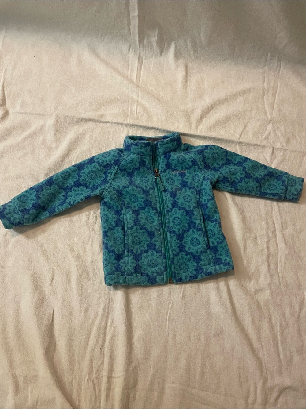 Kids' Columbia Teal Floral Fleece Jacket - Zip Front Cozy Layer